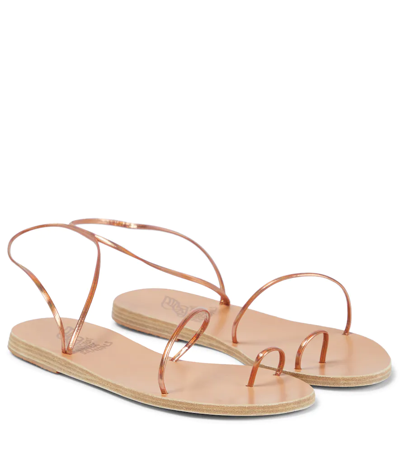Ancient Greek Sandals Chora Metallic Leather Strappy Sandals In Rose