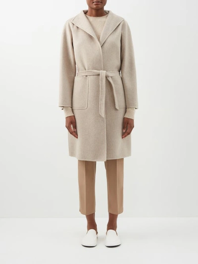 Max Mara Kaki Belted Cashmere Coat In Beige