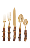 Giambattista Valli Home Five-piece Gold-plated Bamboo Silverware Set In Green,black