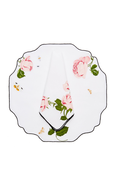 Giambattista Valli Home Embroidered Linen Placemat And Napkin Set In Multi