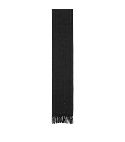 Saint Laurent Fringed Sequin-embellished Wool-blend Jacquard Scarf In Black