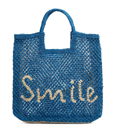 The Jacksons Woven Stella Smile Tote Bag In Blue