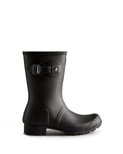 Hunter Women's Tour Foldable Short Rain Boots In Black