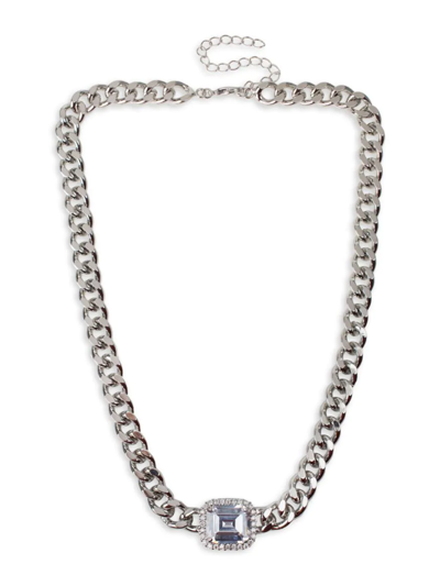 Cz By Kenneth Jay Lane Women's Look Of Real Rhodiumplated & Cubic Zirconia Necklace In Brass