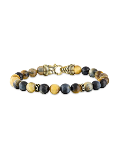 Esquire Men's 14k Goldplated Sterling Silver & Golden Tiger Eye Beaded Bracelet