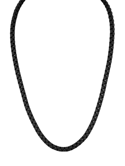 Esquire Men's Stainless Steel & Black Enamel Box Chain Necklace/22"