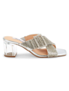 Charles David Cayden Shimmery Buckle Crisscross Sandals In Silver