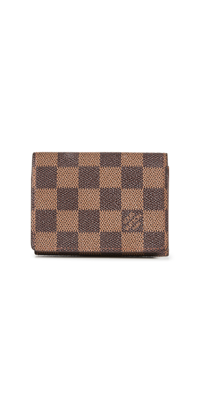 Pre-owned Louis Vuitton Lv Damier Ebene Business Cardholder In Brown