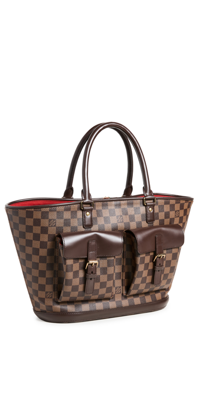 Pre-owned Louis Vuitton Damier Ebe Manosque Gm Tote In Brown