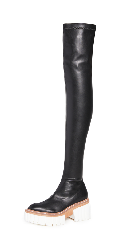 Stella Mccartney Emilie Vegetarian Leather Platform Over-the-knee Boots In Black