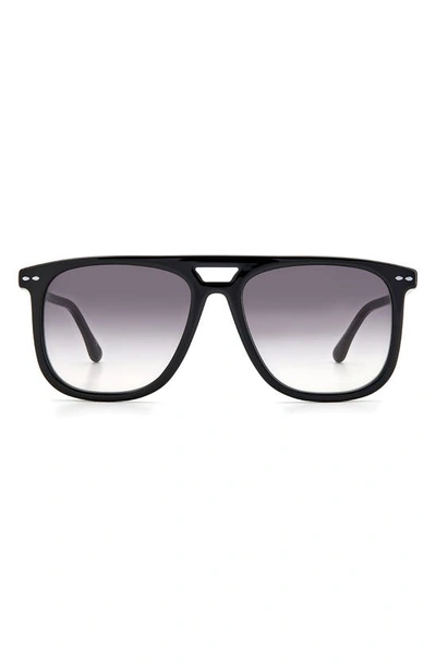 Isabel Marant 56mm Gradient Flattop Sunglasses In Black / Grey Shaded