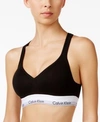 Calvin Klein Logo Lift Bralette With Adjustable Straps And Elastic Band In Black