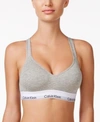 Calvin Klein Icon Cotton Modal Lightly Lined Triangle Bralette In Grey Heather