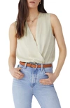Favorite Daughter The Date Sleeveless Wrap Blouse In Champagne