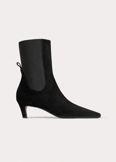 TOTÊME SUEDE MID-HEEL BOOTS BLACK