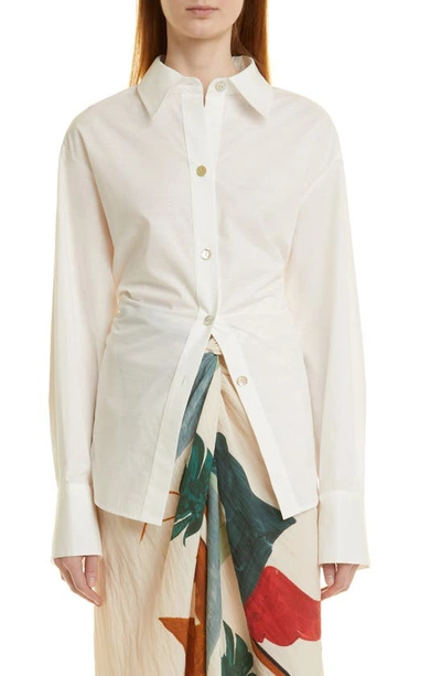 Vince Organic Cotton Blend Button-up Shirt In Optic White