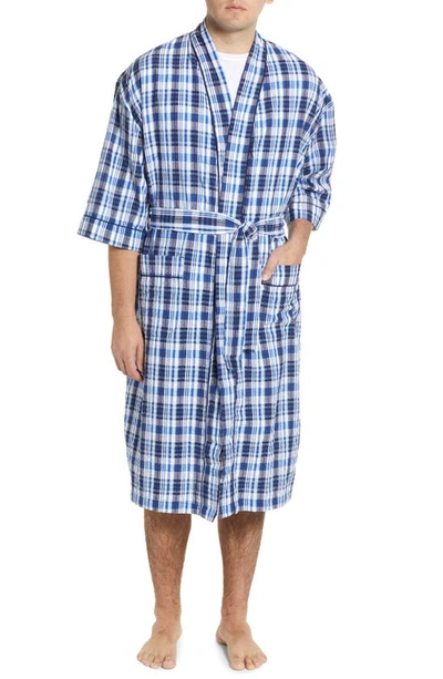 Majestic Saltwater Seersucker Dressing Gown In Blue