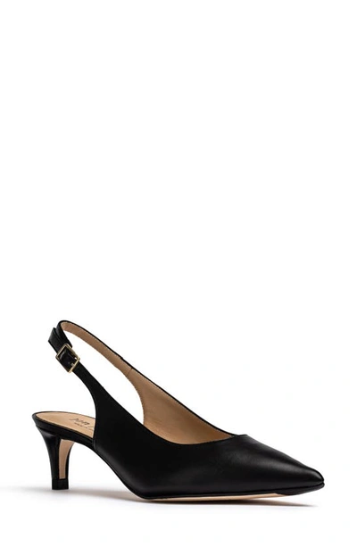 Jon Josef Tina Slingback Pointed Toe Pump In Black Leather