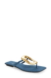 Jeffrey Campbell Linques 2 Flip Flop In Blue Denim Gold