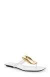 Jeffrey Campbell Linques 2 Flip Flop In White Patent Gold