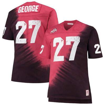 Mitchell & Ness Eddie George Scarlet/black Ohio State Buckeyes Name & Number Tie-dye V-neck T-shirt