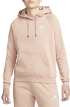 Nike Sportswear Essential Pullover Fleece Hoodie In Rose Whisper/ White