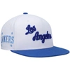 Mitchell & Ness Men's  White And Royal Los Angeles Lakers Hardwood Classics Snapback Hat In White