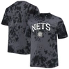 Profile Men's Black Brooklyn Nets Big And Tall Marble Dye Tonal Performance T-shirt In Black