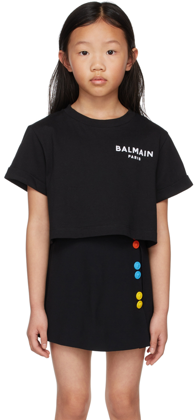 Balmain Kids Black Small Logo T-shirt