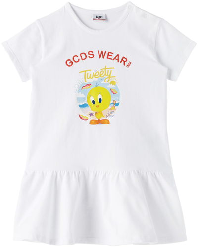 Gcds Baby White Looney Tunes Edition Cotton Dress In 10101 Optical White