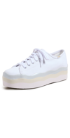 KEDS TRIPLE UP CANVAS WAVE SNEAKERS WHITE
