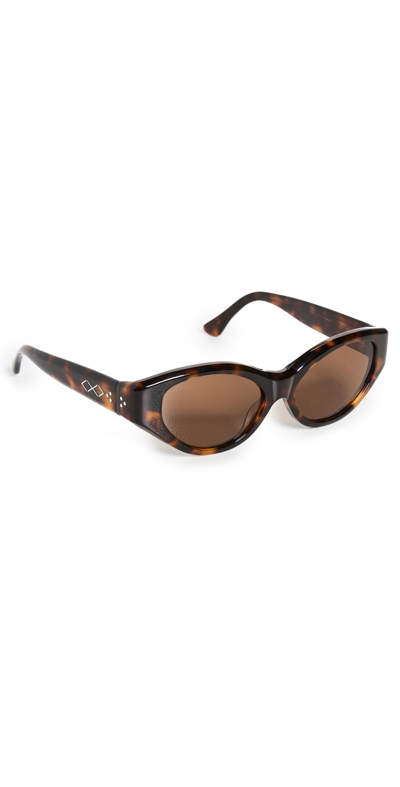 Karen Wazen Scarlett Oval-frame Sunglasses In Tortoise