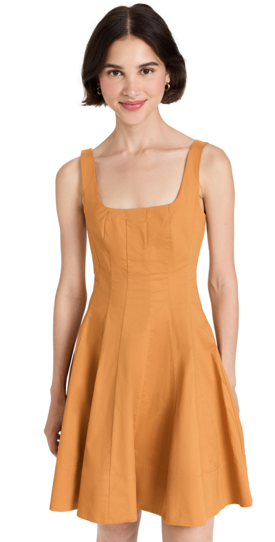 Staud Wells Pleated Mini Dress In Honey