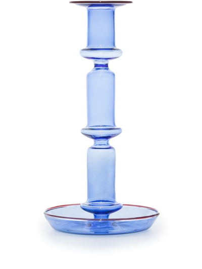 Hay Blue Flare Tall Glass Candleholder