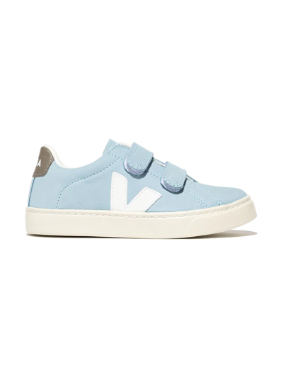 Veja Kids' Esplar Nubuck Leather Trainers In Steel White