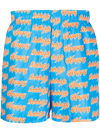 Natasha Zinko Happy-print Swim Shorts In Blue