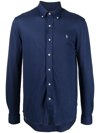 Polo Ralph Lauren Blue Shirt With Button-down Collar And Pony Embroidery On The Front