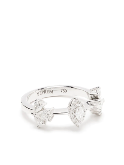 Yeprem 18kt White Gold Mix Diamond Ring In Silver