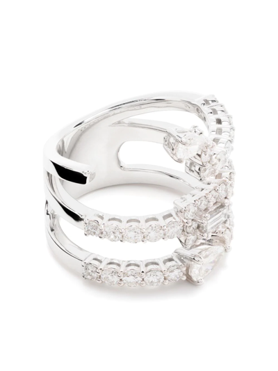 Yeprem 18kt White Gold Layered Diamond Ring In Silver