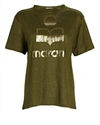 Isabel Marant Étoile Zewel Metallic Logo T-shirt In Olive/army