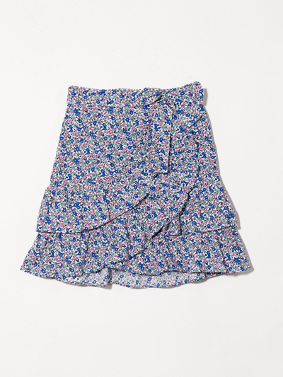 Les Coyotes De Paris Teen Sai Floral Ruffle Cotton Skirt In Blue