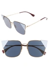 FENDI 55MM TIPPED CAT EYE SUNGLASSES - ROSE METALLIC GOLD,FF0191S