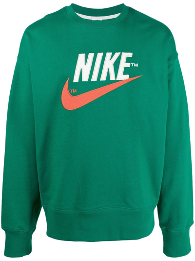 Nike Trend Fleece Retro Logo Crew Neck Sweatshirt In Green