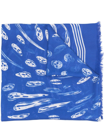 Alexander Mcqueen Skull-print Scarf In Blue