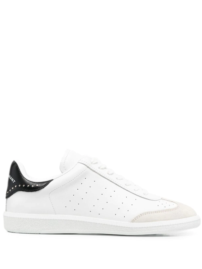 Isabel Marant Stud-embellished Leather Sneakers In White