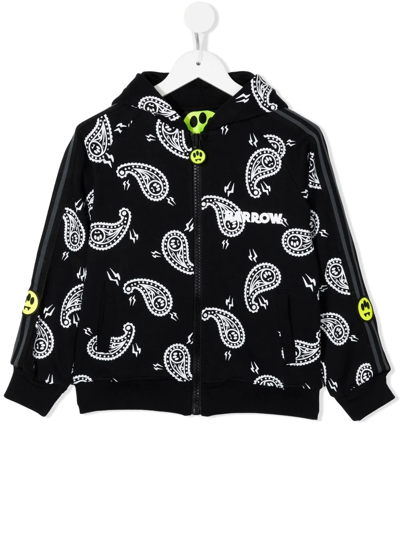Barrow Kids' Graphic-print Zip-up Hoodie In 黑色