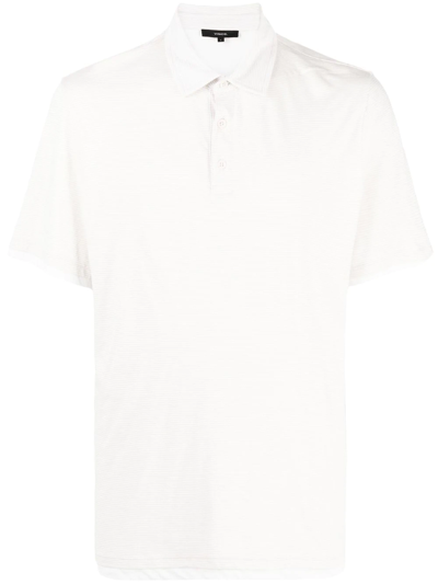 Vince Regular Fit Garment Dyed Cotton Polo Shirt In Optic White