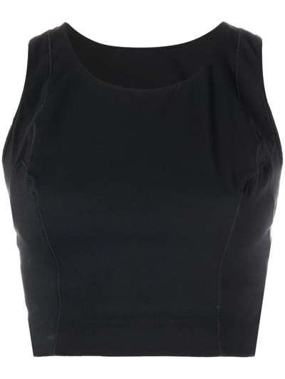 Maison Lejaby Tonal-stitching Cropped Waistcoat In Black