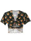 PACO RABANNE SUNSET-PRINT FRINGED TOP