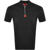 Hugo Mercerised-cotton Polo Shirt With Zip Placket- Black Men's Polo Shirts Size Xs